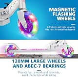 BELEEV Kids Scooter 2 Wheels Folding Light Up Purple Adjustable 3 Heights view 3