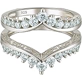 Wuziwen Wedding Guard Ring Enhancers for Engagement Rings Womens CZ 925 Sterling Silver Size 5-12