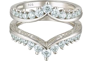 Wuziwen Wedding Guard Ring Enhancers for Engagement Rings Womens CZ 925 Sterling Silver Size 5-12