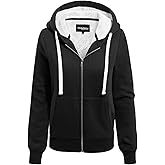 MixMatchy Women's Casual Basic Sherpa-Lined Fleece Full Zip Up Cozy Hooded Sweatshirt Jacket