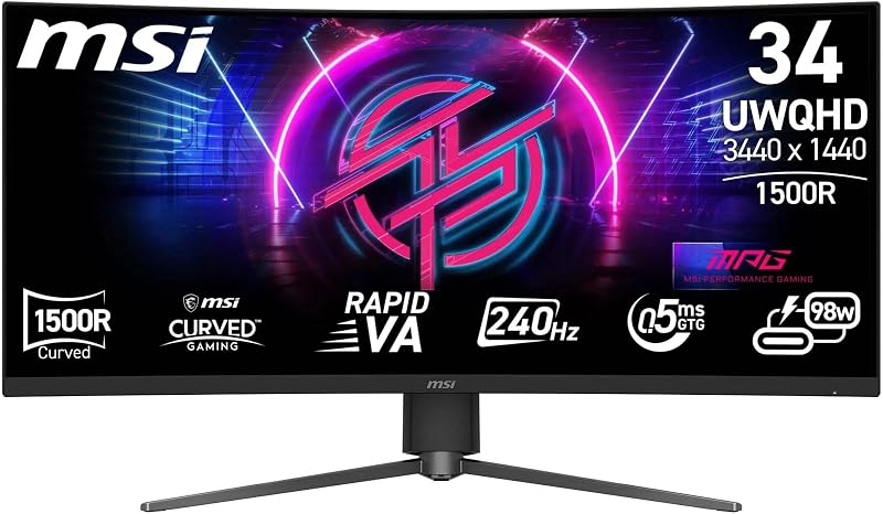 MSI MPG 346CQRXF X24 34 Inch UWQHD 240Hz Gaming Monitor 3440x1440