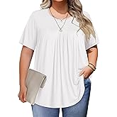 IN'VOLAND Womens Plus Size Tops Short Sleeve Tunic Crew Neck Shirts Summer Casual Loose Blouse 1X-5X