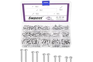 Swpeet 330Pcs M4 × 6mm 10mm 14mm 20mm 25mm Solid Aluminum Brazier Head Rivets, Aluminum Rivet, Plain Finish, Universal Head, 