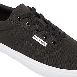 Lacoste Men's Lace Base Sneaker, Black & White, 12.5