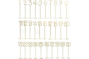 LepoHome 30 Pcs Table Numbers, 1-30 Wood Wedding Table Numbers with Sturdy Holder Base for Wedding Reception Stands Party Event Seat Numbers