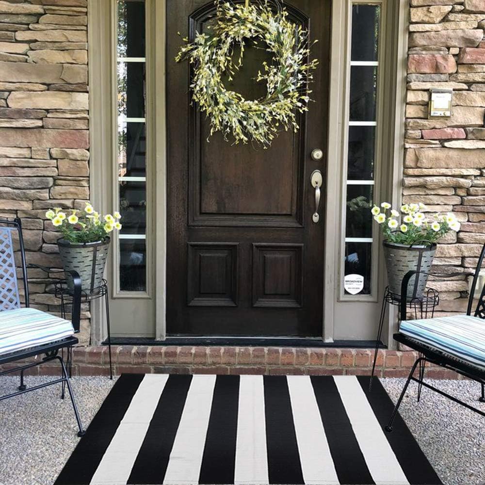 Rugs, Pads & Protectors - CAINANEL Black and White Striped Outdoor Rug 27.5X 43 inches Front Door Mat Hand-Woven Cotton Indoor/Outdoor for Layered Mats,Welcome Mat, Porch,Farmhouse,Kitchen,Entry Way