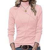 AUSELILY Womens Mock Turtleneck Long Sleeve Shirts Tunic Tops Women Basic Plain Thermal T-Shirts 2026 Fall Winter Spring