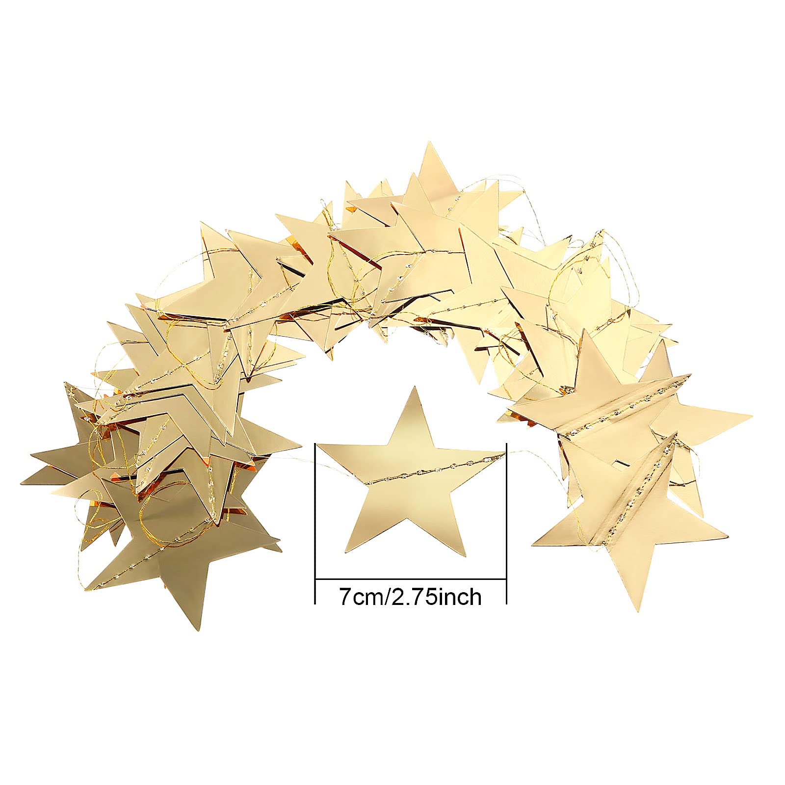 Patelai Glitter Star Garland Banner Decor 130 Feet Star Hanging Bunting Banner Twinkle Backdrop for Classroom Baby Shower Wedding Birthday Christmas Party Supplies(Gold)