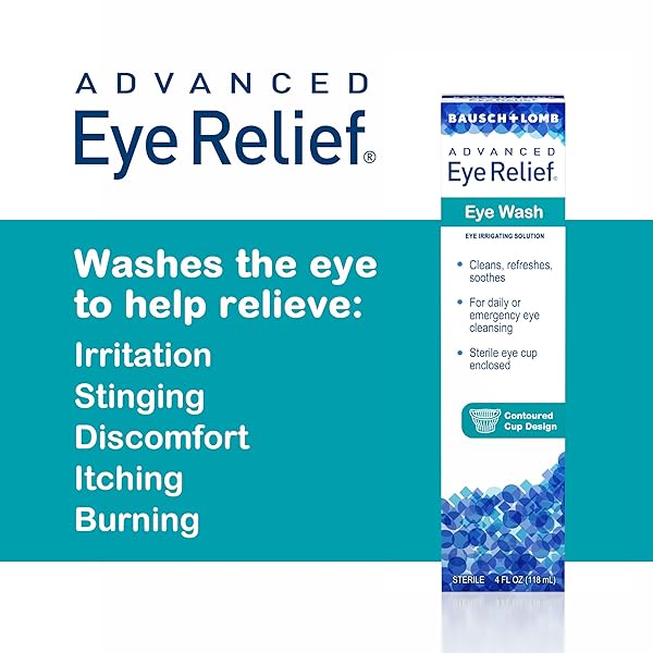 ADVANCED EYE RELIEF EYE WASH FROM BAUSCH & LOMB, EYE IRRIGATING SOLUTION, 4 FL OZ (PACK OF 6)