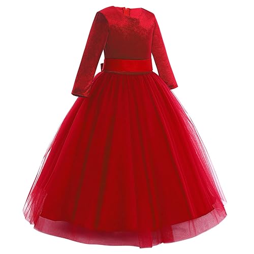 Toddler Christmas Dress Baby Girl Velvet Dress Long Sleeve Pageant