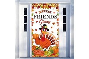 AUSHENKE Friendsgiving Party Decorations Large Size Happy Friendsgiving Door Banner for Friendsgiving Party Decorations,71x35inch