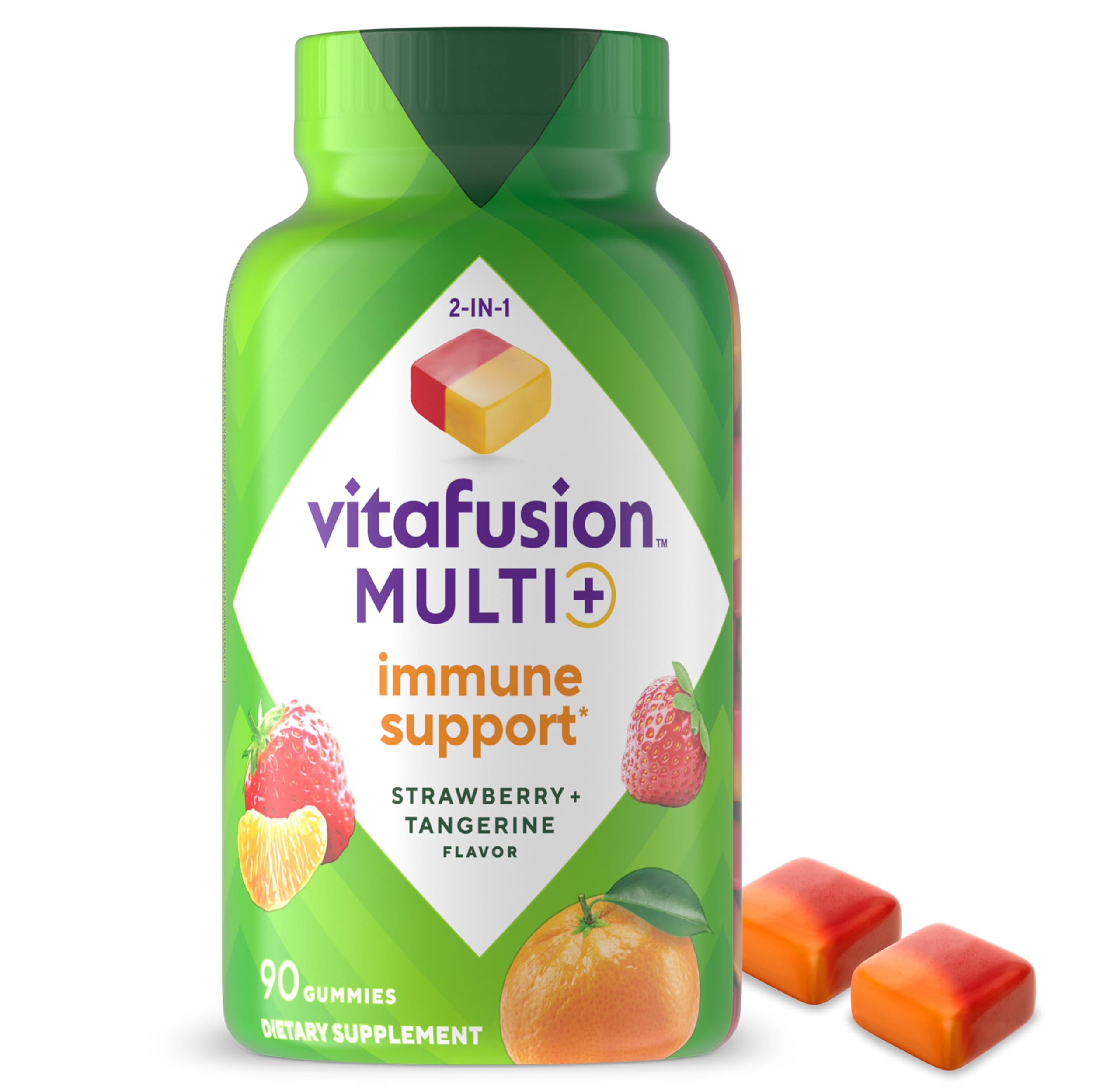 Photo 1 of *Exp 07/2026* Vitafusion Multi+ Immune Support* – 2-in-1 Benefits & Flavors – Adult Gummy Vitamins with Vitamin C, Zinc, Daily Multivitamins, 90 Count