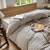 Tan Gingham Weighted Blanket Cover 48"x72", Taupe Soft Pre-Washed Microfiber Plaid Checked Duvet Cover for Weighted Blanket, Grid Heavy Blanket Duvet Cover (Tan Gingham, 48"x72")