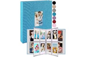 GPIRAL Mini Photo Album 208 Vertical Photos - Linen Photo Album Compatible with K-pop Photocards, Fujifilm Instax Mini Film 7s 8 9 11, Polaroid PIC 300, HP Sprocket, Zip Printer, Blue