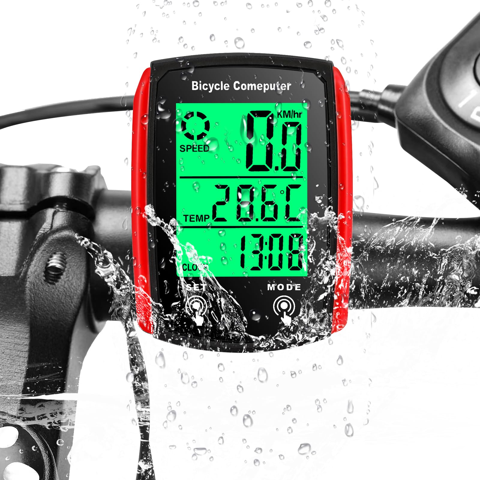 Bike Computer Universal 19 Functions IP54 Waterproof Bicycle Speedometer Odometer Wired Cycling Computer Touch Screen with LCD Backlight Display Auto Start/Stop for MTB Road Cycling Accessories Gift