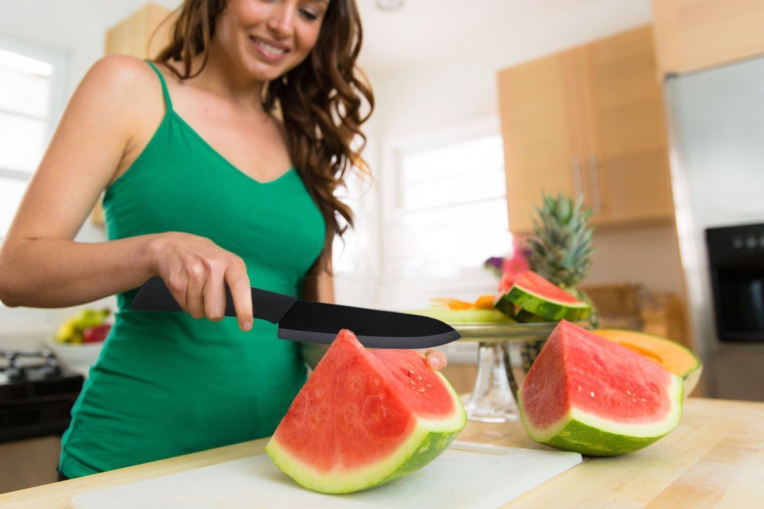 Ceramic Kitchen Knife, CUSIBOX 6 Inch Ceramic Kitchen Chef Knife with Non-Slip Handle and Protective Sheath, Black