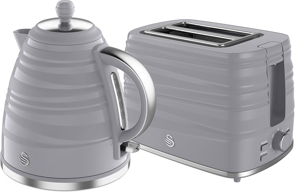 Swan Swan Symphony Kitchen Set 1.7L Kettle & 2 Slice Toaster Grey