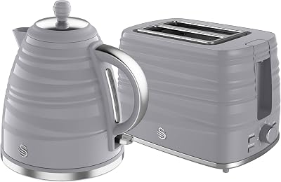 Swan Swan Symphony Kitchen Set 1.7L Kettle & 2 Slice Toaster Grey