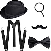 HOVEOX 1920s Mens Costume Gatsby Gangster Accessories Old Man Costume Roaring 20s Costumes for Men
