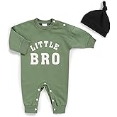Sinhoon Baby Boy Outfits Little Brother Newborn Outfit Soft Cotton Romper Letter Print Coming Home Clothes with Hat