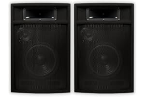 Acoustic Audio by Goldwood PA-380X Acoustic Audio Passive DJ Speakers 8" PA Karaoke 3-Way Studio Home Audio, Black (Pack of 2)