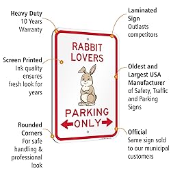 SmartSign Rabbit Lovers Parking Only Funny Animal