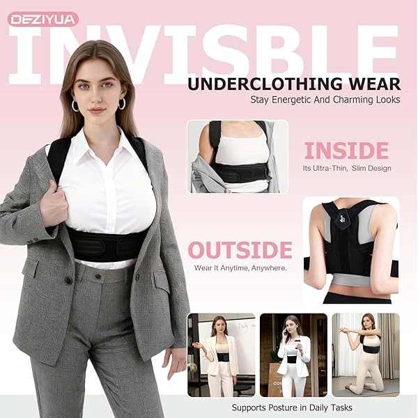 DEZIYUA POSTURE CORRECTOR BACK BRACE FOR WOMEN AND MEN, SHOULDER STRAIGHTENER, ADJUSTABLE BACK SUPPORT BRACE, BACK PAIN RELIEF – SLOUCHING, SCOLIOSIS, HUNCHBACK, HUMP, THORACIC, SPINE ALIGNMENT – WITH ADJUSTABLE SHOULDER STRAPS, POSTURE SUPPORT. POSTURE CORRECTOR BACK BRACE – S (UNDERBUST 25”-31”)