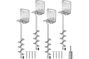 Insaga 18'' Ground Anchors Screw in 10mm Solid Steel with L Bracket, for Trampoline Mobile Home Swing Set Shed Carport Tent S