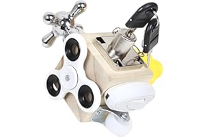 Xylolin Montessori Busy Activity Cube for Kids, Travel Toy Wooden Busy Board Sensory Toy for Toddlers, Fidget Toy Cube Educational Toy for Learning Life Skills