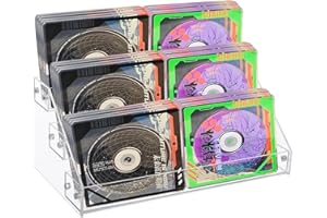 Klmnop 3-Tier Clear CD Holder, CD Storage Rack & DVD Display Rack Holds up to 24 Standard CD Cases, CD Storage Stand for Media Organizer(Clear)