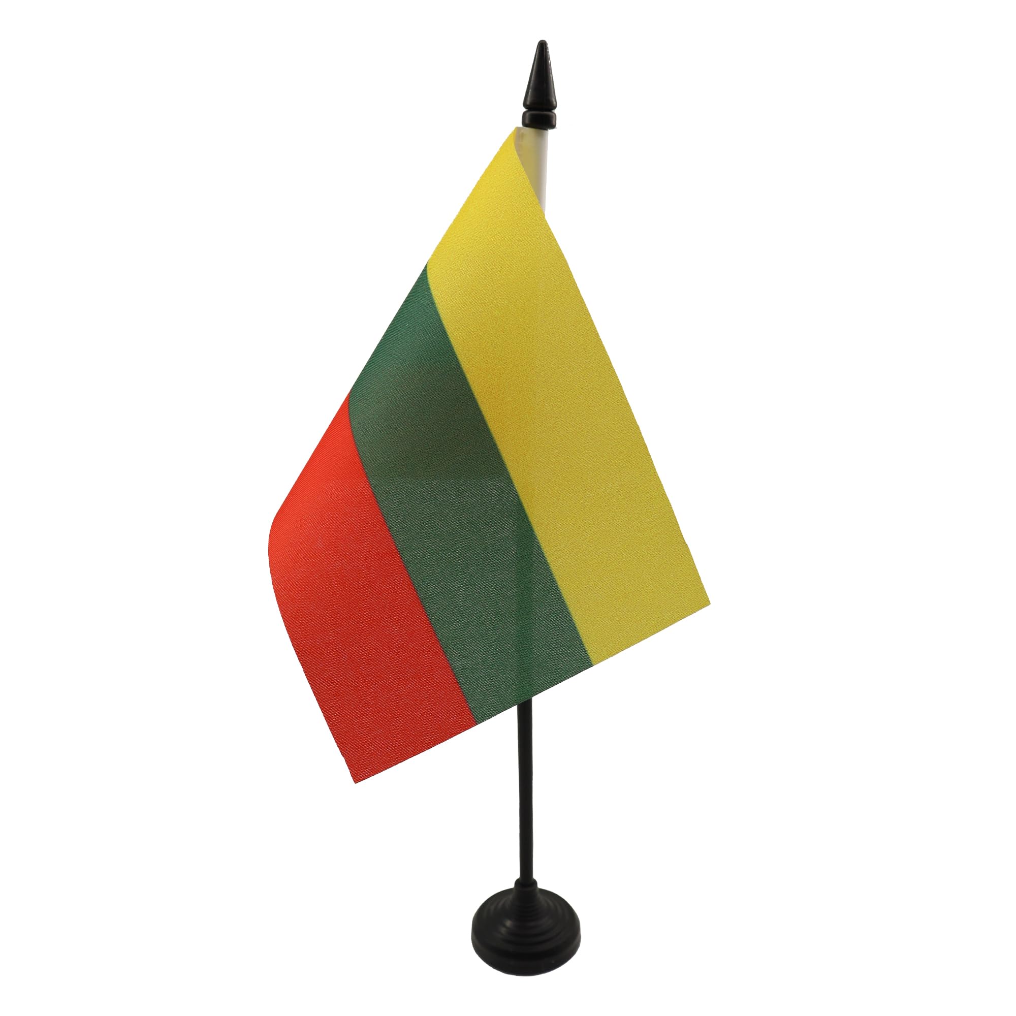 AZ FLAG - Lithuania Table Flag 4'' x 6'' - Lithuanian Office Mini Banner 100% Polyester 15 x 10 cm - Mini Desk Flag with 10'' Pole and Black Plastic Base