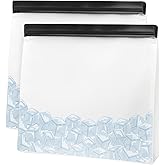 OGGI Reusable Ice Storage Bags - Set of 2, 11x10x2.5" - Ideal Reusable Ice Bag Set, Freezer Bags, Storage Bags, Snack Bag for Travel - Durable, Food-Grade BPA-Free