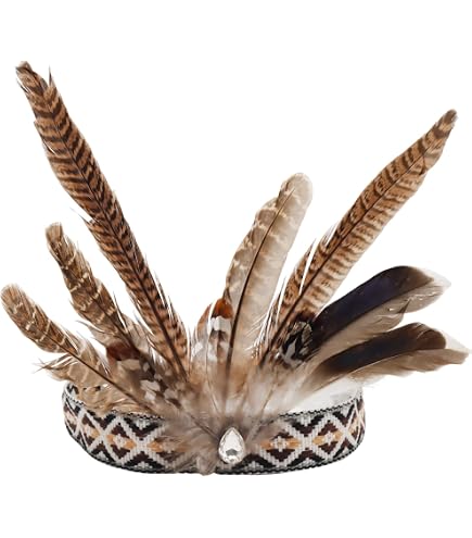Pack De 4 Tatuajes Faciales Indios + Cinta Con Plumas Bohemia Para Disfraces De Carnaval Y Halloween