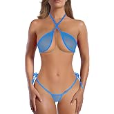 SHERRYLO Sheer Bikini Sexy See Through G String Bikinis Swimsuit for Women