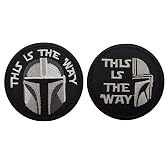 Blimark 2 Pieces This is The Way Full Helmet Inspired Art Patch, Hook and Loop Backing, Funny Tactical Morale Military Patch Full Embroidery Patch for Bags, Backpacks, Clothes, Vest