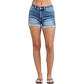 Judy Blue Mid Rise Cuffed Slim Denim Shorts