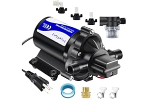 FlowFluid Water Pressure Booster Diaphragm Pump 110V AC for House,45PSI 4GPM Fresh Water Transfer Pump with Plug,On Demand Self-Priming Water Pump with Filter for RV Bathroom Kitchen Irrigation Spray