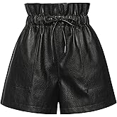 QIANXIZHAN Women's Leather Shorts, Faux High Waisted Wide Leg Sexy Shorts SP