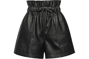 QIANXIZHAN Women's Leather Shorts, Faux High Waisted Wide Leg Sexy Shorts SP