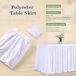 9ft White Table Skirts for Rectangle Tables