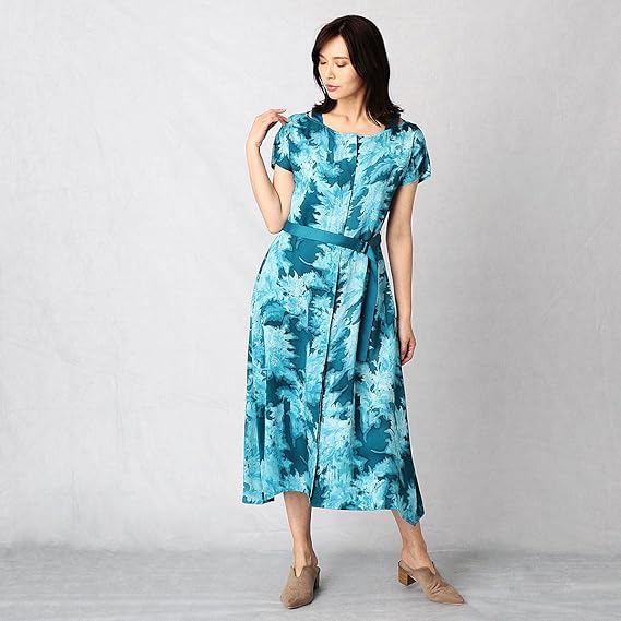 Amazon コムサ イズム コムサマチュア にじらし染め 花柄プリントドレス 80 31of03 108 L グリーン レディース ワンピース チュニック 通販