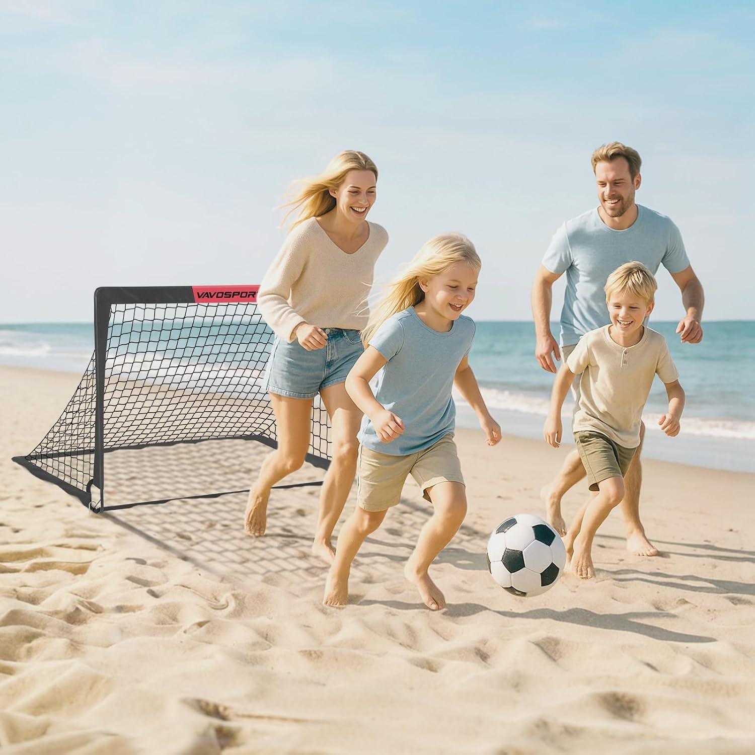 VAVOSPORT Fussballtore für Garten Kinder Tor Gate: Fußball Trainingsset mit Pop-Up 2er Set faltbar für Indoor/Outdoor Spiele für Kinder | Inklusive Fußball Größe 3 Hütchen 10 und Ballpumpe 7