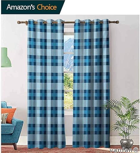 Amazon Co Jp Big Datastore パティオドア スライドドア 断熱カーテン チェック柄 オールドファッション 格子縞 タータン ダークカラー クラシック英語 タイル 左右対称 グロメットトップ 遮光カーテン グレー ブラック ホワイト W96 Xl84 ホーム キッチン