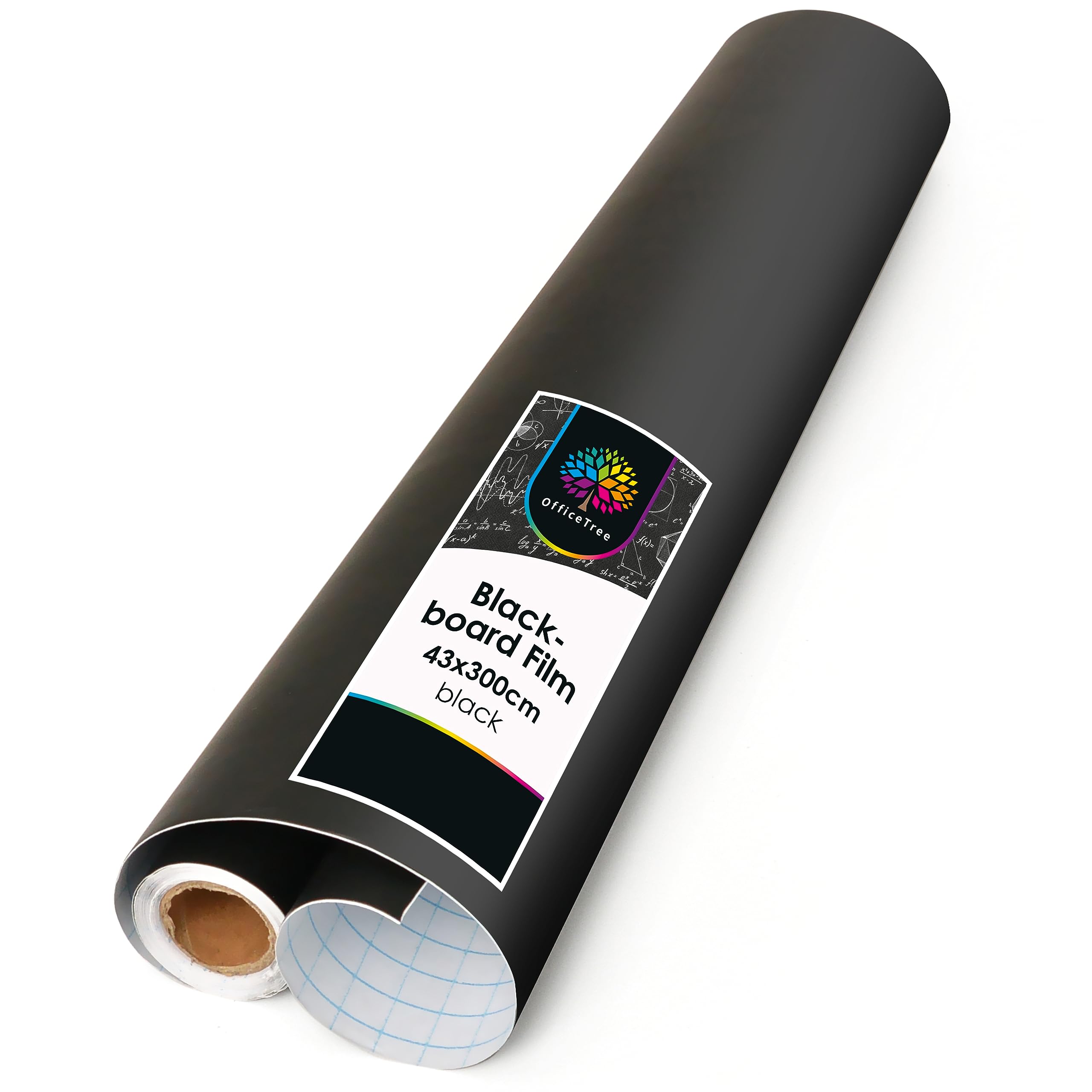 OfficeTree Chalkboard Roll Paper 118 x 17 inch - 2X Chalks 1x Cleaning Clotch - Vinyl Blackboard Sticker Self-Adhesive - Blackboard Paper - Chalk Paper Roll - Paper Chalkboards for Drawing & Painting