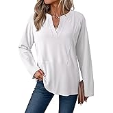 Dokotoo Women Tops Long Sleeve V Neck Shirts 2025 Fall Fashion Dressy Casual Business Tunic Blouses