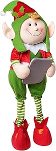 ALLYORS Christmas Poseable Plush Elves Doll for Xmas Home Decoration, 27&rsquo;&rsquo; Boy Girl Elves Characters, with Adjustable Legs for Sitting Standing Laying, Santa Helper on Shelf or Under Tree(Thinkers)