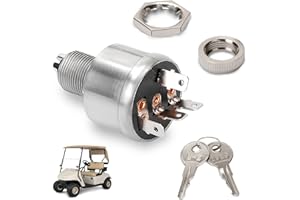 Panglong EZGO TXT Ignition Switch, EZGO TXT Key with Switch, Suitable for 1981-up EZGO TXT, Medalist, Workhorse, ST, Shuttle, and Marathon; Replace OEM #33639-G01