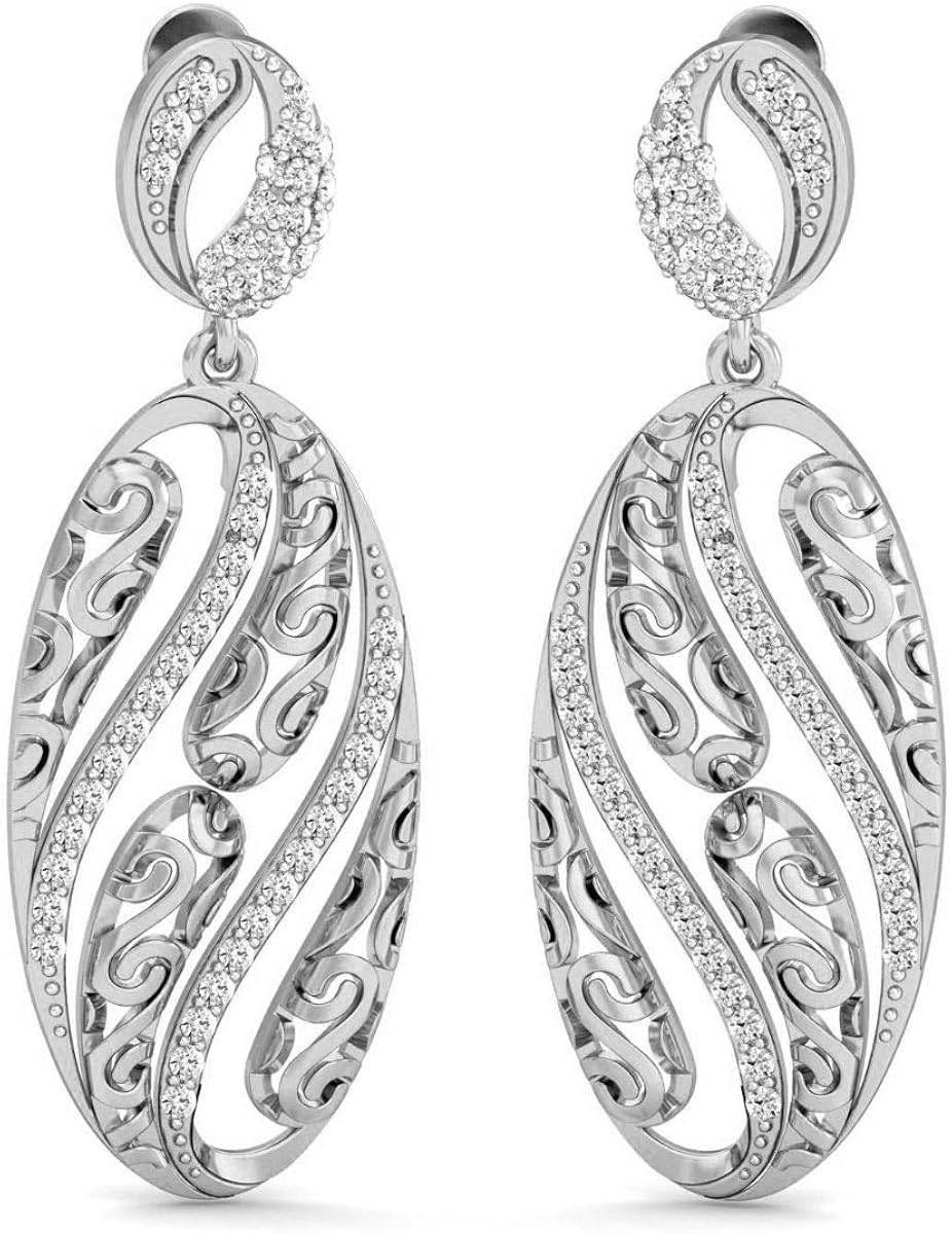 VVS Drop Dangle Earrings 14K White/Yellow/Rose Gold With 0.98 Ctw