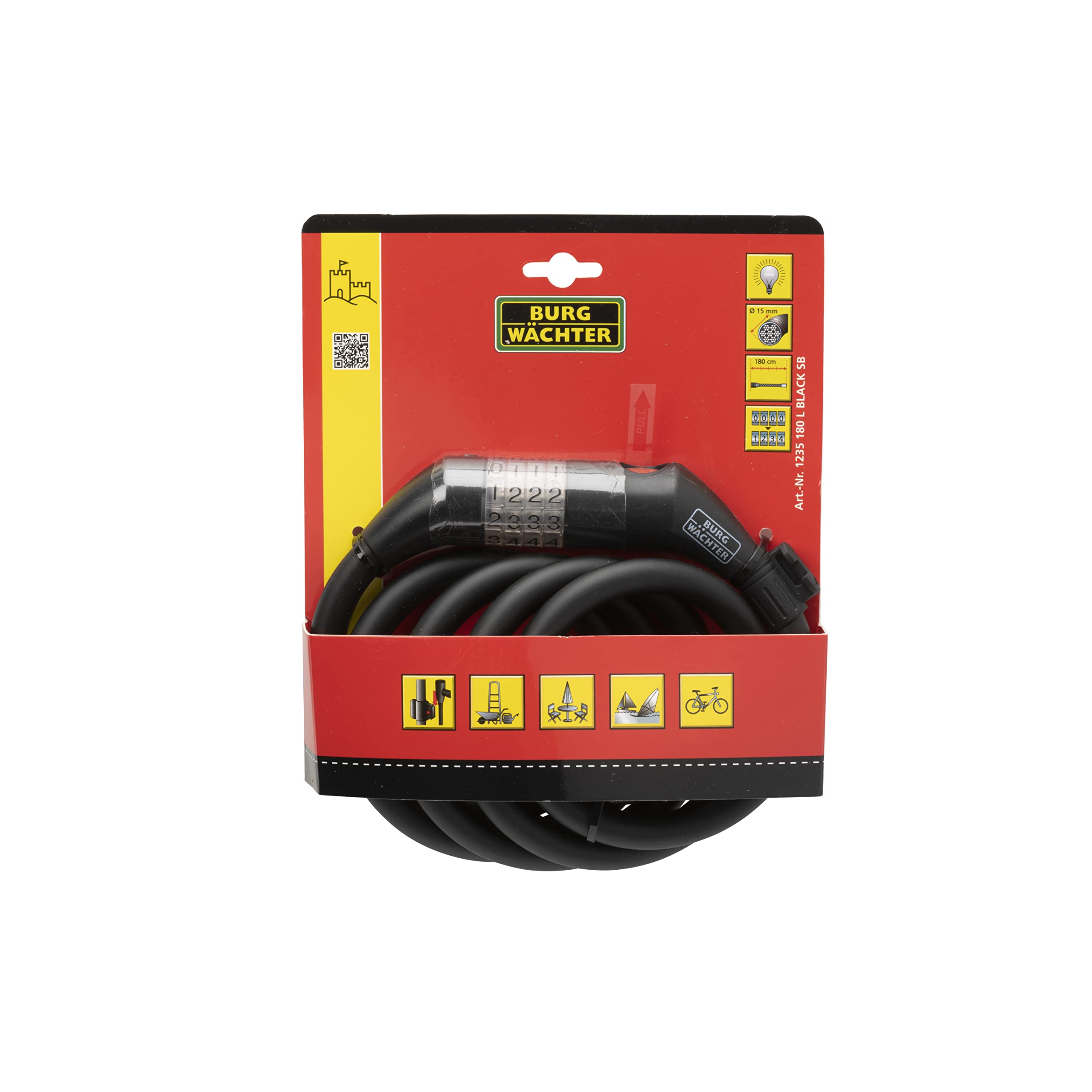 Spiral Cable Lock 1235 180 L Black