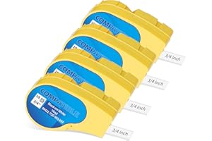 COLORTY Compatible M21-750-595-WT Vinyl Labels All-Weather Labeling Tape 0.75" Width, 21' Length for Indoor/Outdoor/Laboratory, Black on White